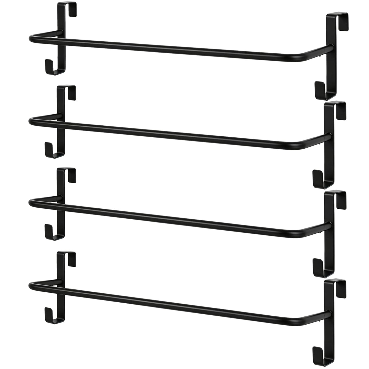 Zwinz 4Pcs Heavy Duty Horse Blanket Rack with Bridle Hooks, No-Drill Wall Mounted Assembled Blanket Bar, Saddle Pad Rack for Horse Tack Storage, Black