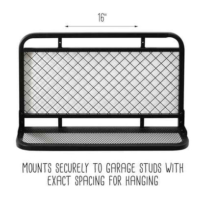 Honey-Can-Do Reversible Garage Wall Grid Shelf With Hooks, Black SHF-09837 Black