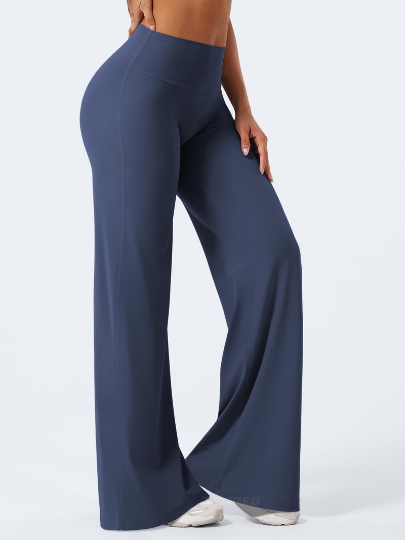 YEOREO Workout Leggings Womens No Front Seam Straight Leggings 35" High Waist Buttery Eddiy Gym Yoga Pants Navy Blue XS
