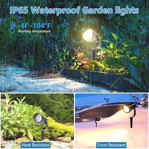 HIBOITEC 12W Spot Lights Outdoor 120V Landscape Lighting Waterproof Spotlight with 4.9ft 3-Plug LED Plug in Landscape Lights for Yard Gardern Decorations 2700K 6Pack