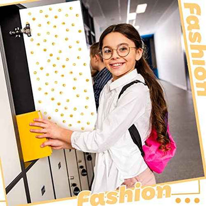 Hsei Deluxe School Locker Magnetic Wallpaper 12" x 36" Decorative Removable Magnetic Locker Covering Accessories for Girl Boy School Office University(Yellow Dots)