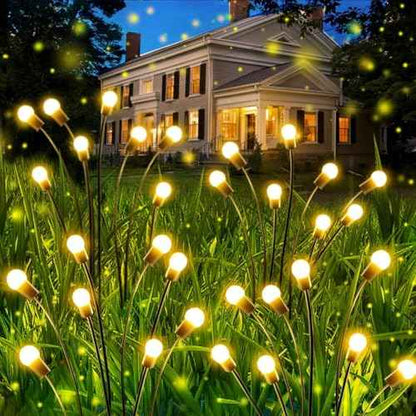 OZS 10 Pack Total 80 LED Solar Garden Lights Fairy Outdoor - Solar Firefly Lights Outdoor, Sway by Wind, Waterproof for Garden Patio Pathway Fairy Decoration (Warm White)
