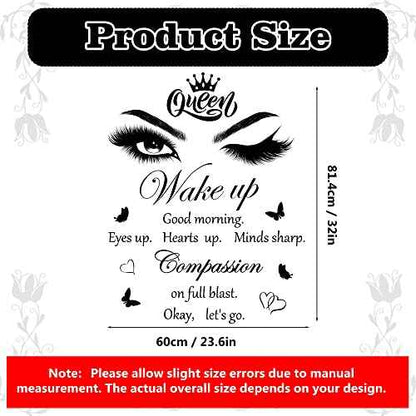 Inspirational Quotes Wall Decals Vinly Beauty Eyes Eyelash Wall Sticker Motivational Phrase Wall Decal Removable Positive Lettering Saying Sticker for Women Girls Bedroom Living Room Bathroom Decor