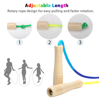 Jump Rope for Kids, Adjustable Toddler Jump Rope with Wooden Handle and Cotton Rope, Cute Skipping Rope for Boys and Girls Fitness Workout Exercise 8.5 Ft(Pink)
