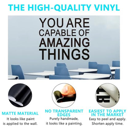 Inspirational Quotes Wall Stickers for Office: Motivational Gym School Classroom Garage Bedroom Vinyl Art Wall Decals - You are Capable of Amazing Things 18" X 15"