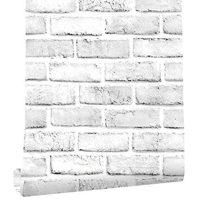 Cohoo Home Brick Wallpaper Peel and Stick Contact Paper 787inL 18inW Faux 3D Brick Contact Paper for Walls White Gray Grey Self Adhesive Removable Wallpaper Backsplash Bedroom Wall Sticky Waterproof