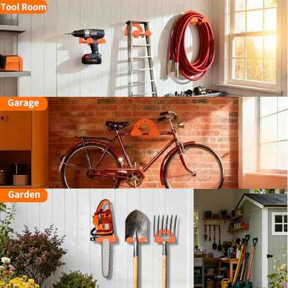 Weed Eater Hanger, Garage Organizer Trimmer Rack Wall Mount, Garden Power Tool Holder Garage Hooks for Grass Trimmer, Hedge Trimmer, Leaf Blower and Chainsaw Storage, 2 Pack