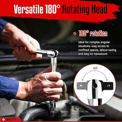 WETT 10-Piece Breaker Bar Set with 180¡Æ Rotatable Head, 1/4'', 3/8'' and 1/2'' Drive, Heavy Duty Breaker Bars with Extension Bars and Adapters, 6'', 10'' & 15'' Length, CR-V Steel
