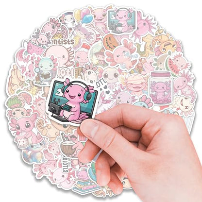 Axolotl Stickers 50 Pieces Vinyl Waterproof Decal for Laptop Water Bottle Phone Car Window Bike Motorcycle Stakeboard Scrapbook Axolotls Sticker Gifts for Kid Teen Adult