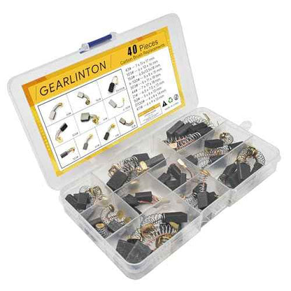 Electric Motor Carbon Brushes for Power Tools Repair Maintenance, Set of 40 PCS in 10 Different Sizes for Angle Grinders, Electric Hammer Drills, Circular Saws