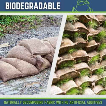 DURASACK Heavy Duty Burlap Sand Bags with Tie Strings Empty Sand-Bags for Flooding and Erosion Control, 14x26 inches, Pack of 10