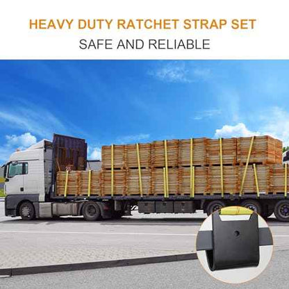 TLGREEN 4 Pack 2 in x 27 FT Flat Hook Ratchet Straps (11,000 lbs Break Strength), Heavy Duty Tie Down Straps for Trucks (Yellow)