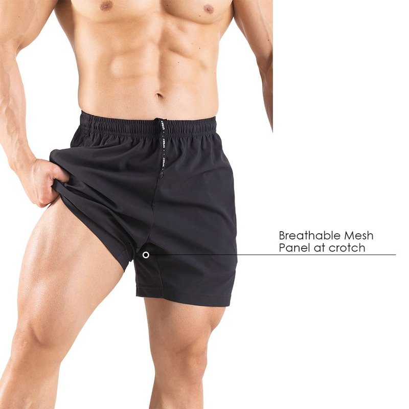 Gaglg Men's 5" Running Shorts 2 Pack Quick Dry Athletic Workout Gym Shorts with Zipper Pockets Black/Dark Grey,X-Large