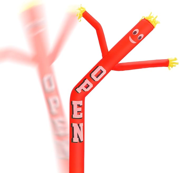 6ft Sky Air Puppet Dancer 9in Diameter Inflatable Waving Tube Man Attachment - Wacky Waving Dancing Tube Guy for Business Promotion Stand Out Advertising - Red Open Dancer ONLY - NO Blower