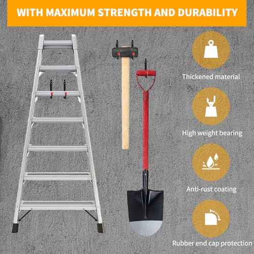 6 Pack Garage Hooks Heavy Duty, Utility Steel Hooks with EVA Foam Padding, 15inch Wall Mount J Organizer Hanger for Hanging Bikes Kayak Garden Tool Hose Bike Shelf
