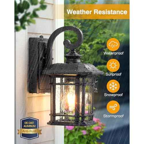 VIANIS Black Outdoor Lights for House, Dusk to Dawn Light Fixture, Waterproof Wall Lights, Porch Lights Outdoor for House, Garden, Garage, Entryway, Anti-Rust