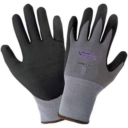 Global Glove 500NFT Tsunami Grip Nitrile Coated Work Gloves, Lightweight Seamless General-Purpose Heavy Duty Gloves, Cut Resistant, Secure Grip, Comfortable Fit, 12 Pairs, X-Large,Black/Grey