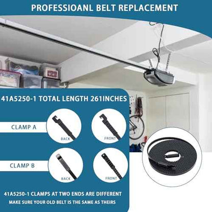 41A5250-1 Drive Belt for 8ft High Garage Doors, 261'' Garage Door Openers Belt 041A5250-1,Replacement Belt Compatible with Some Liftmaster/Chamberlain Belt Drive Garage Door Opener
