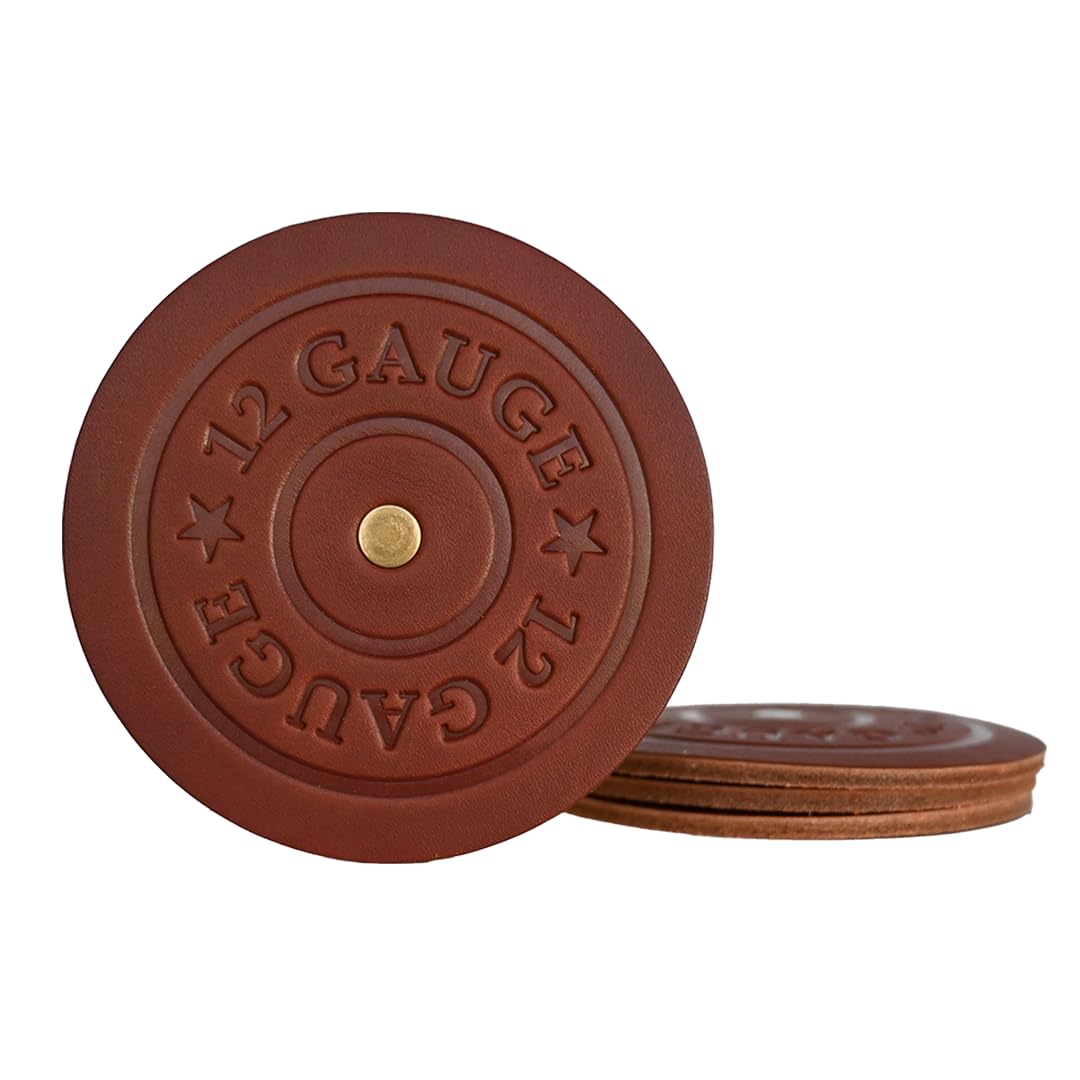 12 Gauge Shotgun Shell Coasters (Set of 4) - Bullet Coasters (Brown) - American Bench Craft