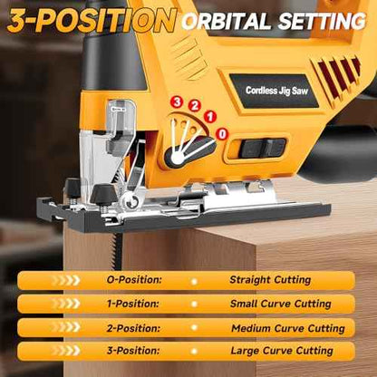 Jig Saw Compatible with Dewalt 20V Max Battery (No Battery), Cordless Jig Saw Brushless Jigsaw Tool with LED Light, 0¡Æ- 45¡Æ Bevel Cuts, 3 Orbital Settings for Straight/Curve/Circle Cutting
