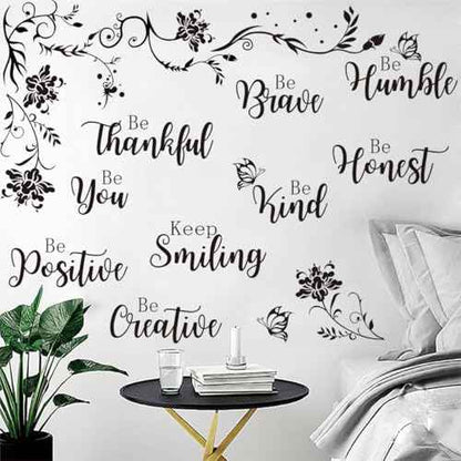Runtoo Large Inspirational Quotes Wall Art Decals Black Motivational Saying Wall Stickers for Living Room Bedroom Office Lettering Decor