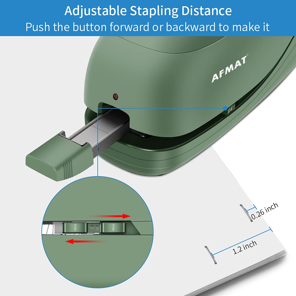 AFMAT Electric Stapler for Desk, Automatic Stapler Desktop, 25-Sheet Office Staplers Electric, AC or Battery Powered Staplers Heavy Duty Office Use, with Reload Reminder & Release Button ES06