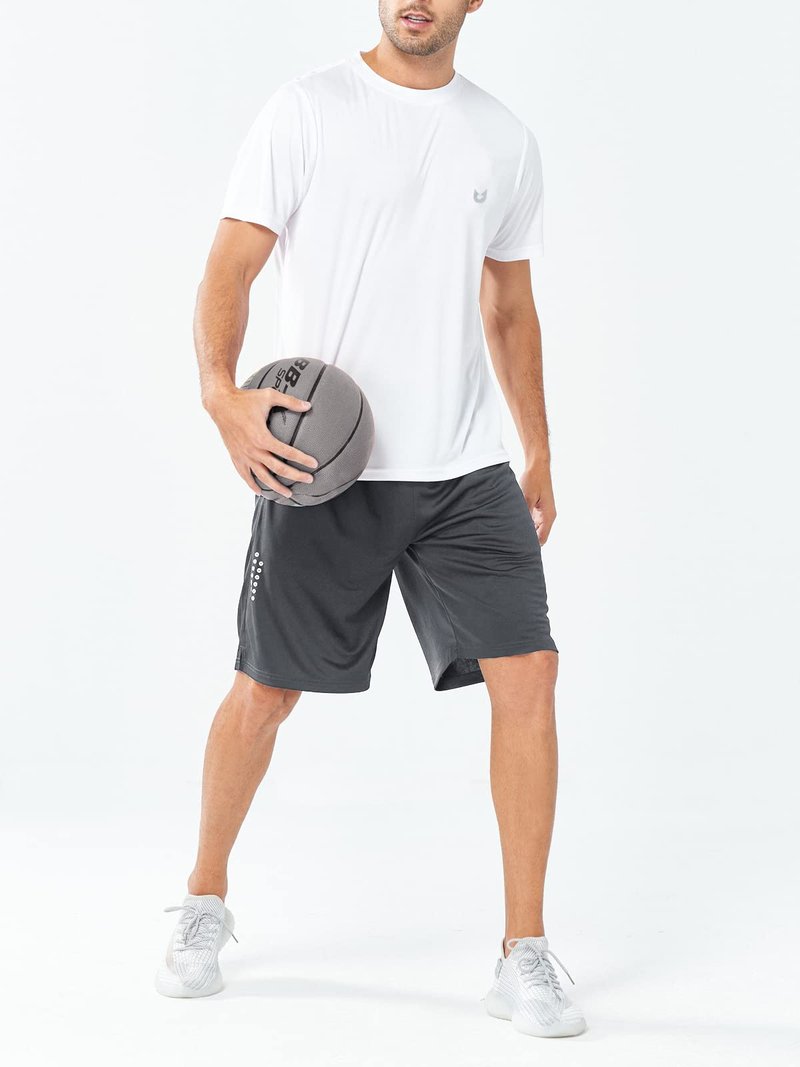 NORTHYARD Men's Athletic Gym Shorts Basketball 10"/7"/5" Tennis Workout Short Performance Quick Dry Mesh Running with Zipper Pockets 10-inch Darkgrey XL