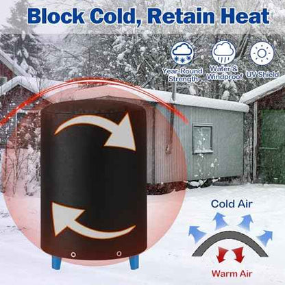 24"D x 34"H Round Well Pressure Tank Cover(5¡ÆF) - Insulated Well Pump Cover, Thickened 3 Layers Water Well Tank Covers for Outdoor Winter Freeze Protection (Black)