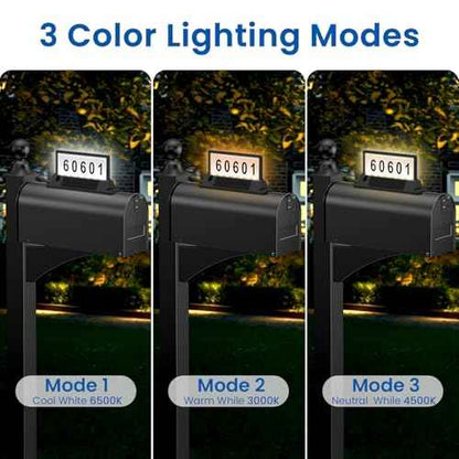 Solar Mailbox Light for Outside Post Mount - 3 Light Modes, Strongest Magnet, Dual-Sided, Waterproof Galvanized Steel, Easy Install, Medium Capacity, 20 x 8.8 x 7 inches, Black