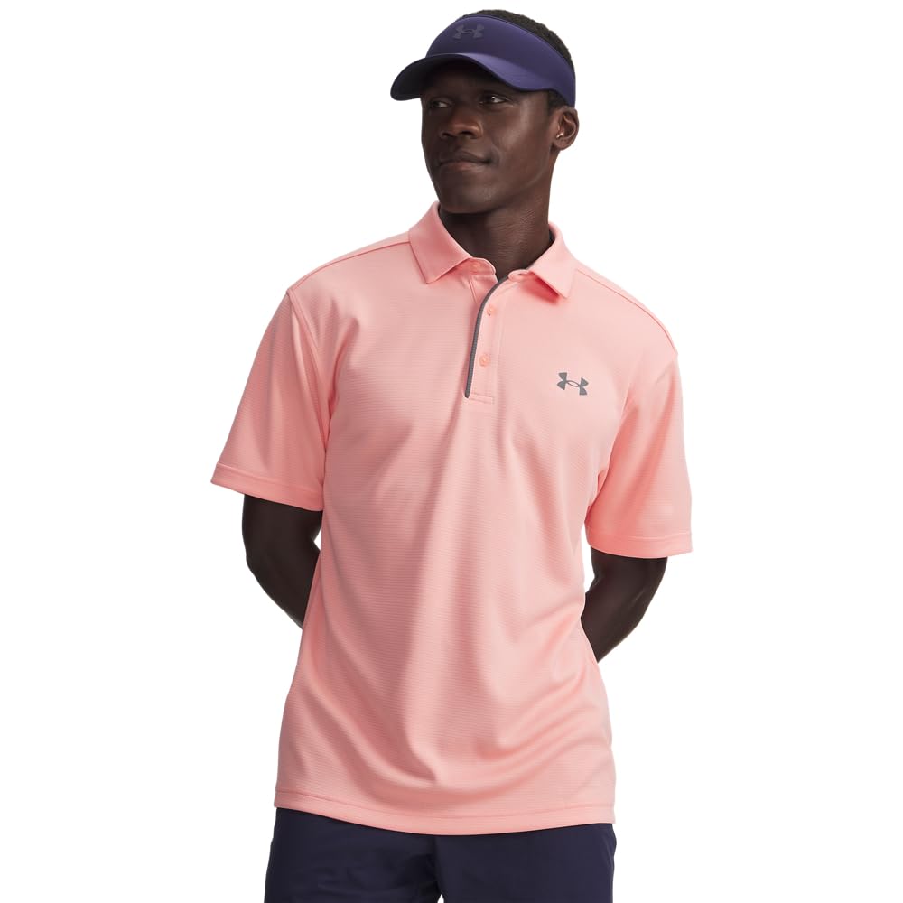 Under Armour Men's Tech Golf Polo, (603) Posh Pink / / Pitch Gray, XX-Large