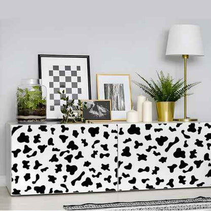 300 Pcs Black Vinyl Cow Print Wall Decals, Peel and Stick Modern Cow Spot Stickers, for Nursery, Classroom, Farmhouse Wall, Furniture, Mugs Decal