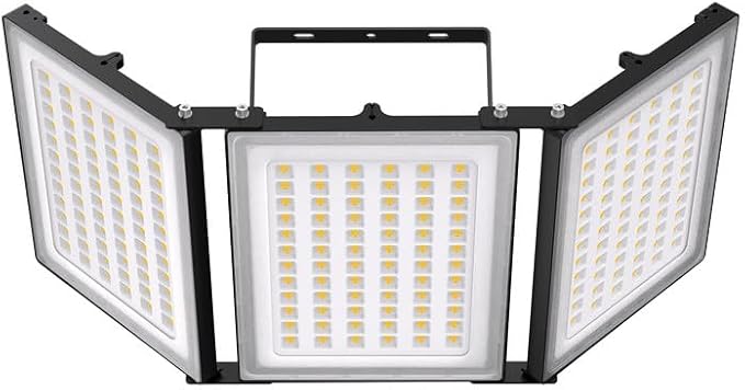 900W LED Outdoor Flood Light, 90000LM Super Bright Stadium Light, 6000K Daylight White, IP66 Waterproof 3 Heads Adjustable Outdoor Floodlights for Backyard, Parking Lot, Court, Field
