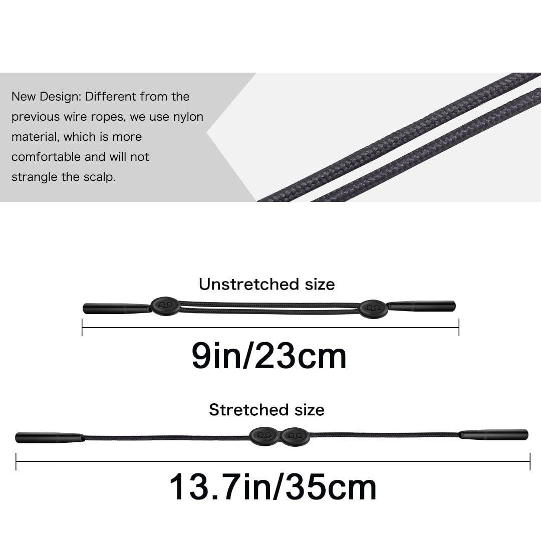 Festty Glasses Strap Sports 3 pcs, Eyeglasses Strap Holder for Kids Women Men, Adjustable Sunglasses lanyard string chain，Reading eye glasses holders around neck, Eyewear Retainer (Black)