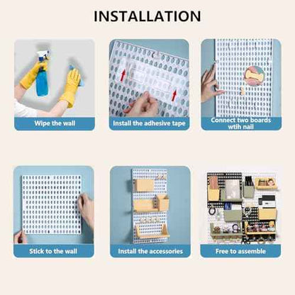 Pegboard Wall Organizer Combination Kit, Wall Organizer with 4 Pegboards and 20 Accessories Hanging, Wall Mounted Peg Board Display Panels for Home and Office - 19.5¡± x 9.5¡± (White and Black)