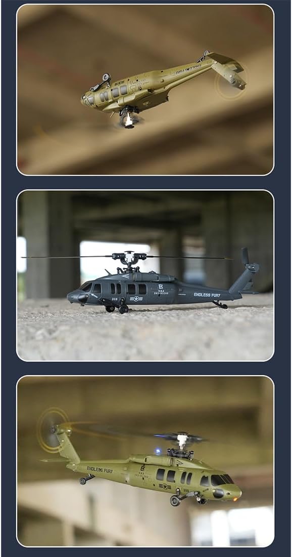 UH-60 2.4G 5CH Flybarless Scale RC Helicopter Model with Barometric Altitude Hold Optical Flow Positioning One-Key Inverted Flight (RTF)