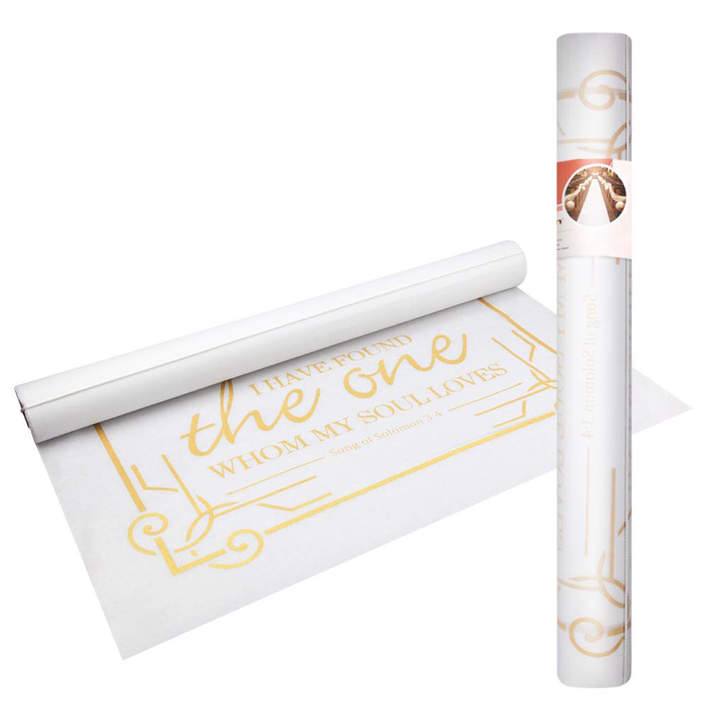 SinoArts Wedding Ceremony Decorations Aisle Runner,100ft X3ft,Polyester Paper Convenient for Outdoor and Indoor (Gold Print)