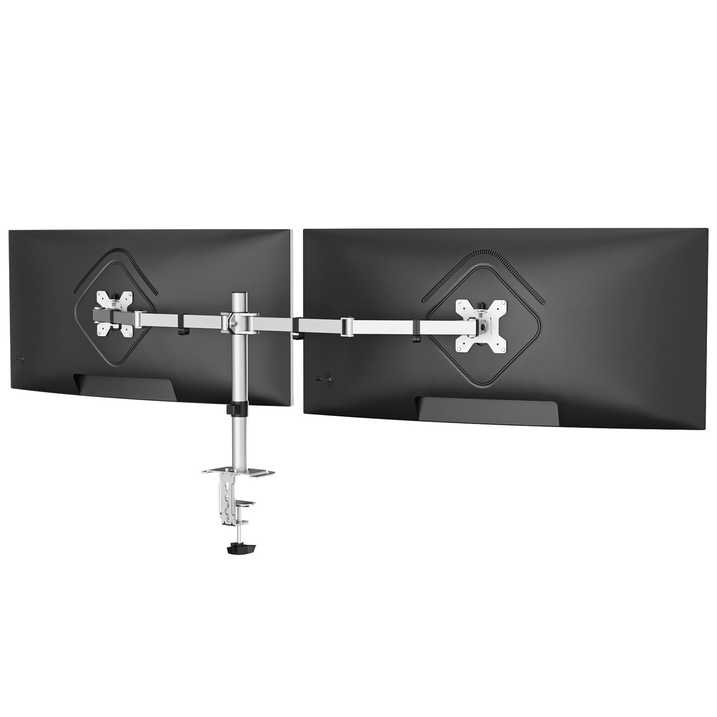 Suptek Dual Monitor Desk Mount, Adjustable Dual Monitor Arm for 2 Monitor Screens up to 43 inch, 15.75" Pole Monitor Stand for Desk, Holds up to 22 lbs,Silver(MD9442LS)