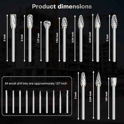 10 Pcs Carbide Burr Bits 1/8" Shank Compatible with Dremel Milwaukee Metal Grinding Wood Stone Steel Carving Cutting Engraving Grinder Kit Attachment Rotary Tool Accessories Set Harder Than Diamond