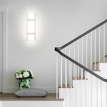 LED Bathroom 16 Inch Vanity Lighting Fixtures | CRI 90 4000K Brushed Nickel Wall Sconce Set of Two with White Frosted Glass Shade | 120V 15W 1200LM Dimmable with Dimmer Switch(not Included)