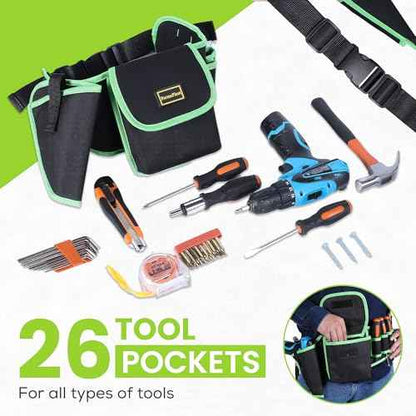 Tool Belt by FormaFleet with Multi-Pocket Tool Pouch, Adjustable Toolbelts for Men, Electrician Tool Pouch, Carpenter Tool Belt, Built for Comfort and Heavy-Duty Use