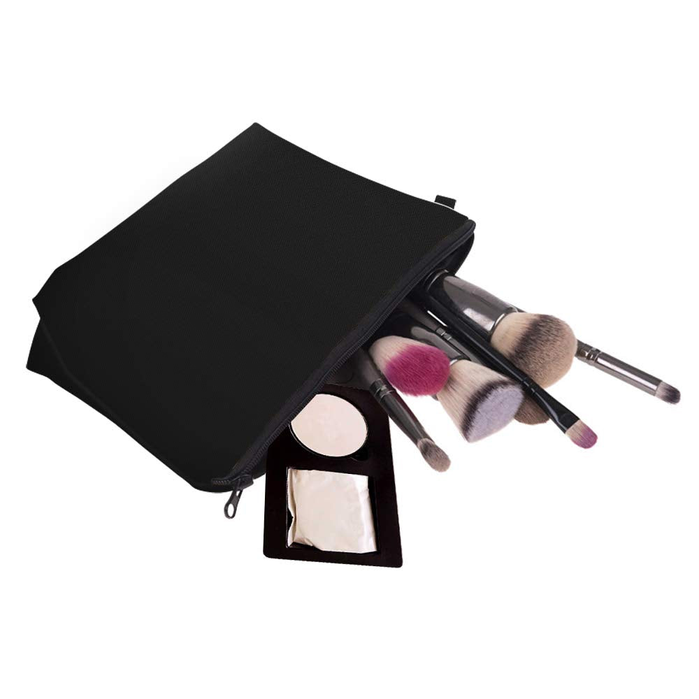 Deanfun Makeup Case Small, Cosmetic Zipper Bag Waterproof for Purse Mini, Women Cute Traveling Accessories Pouch for Ladies Thanksgiving Christmas Gifts(Solid Black D2-51705) 8.65" x 5.35" x 0.78"