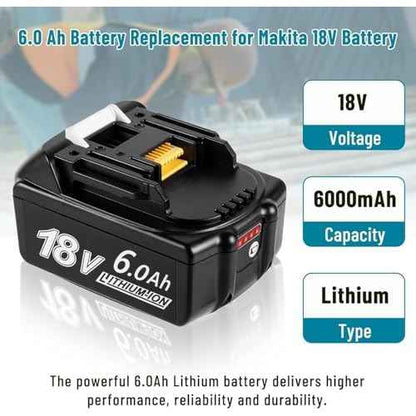 6.0Ah Battery Replace for Makita 18V BL1860B BL1860 BL1820 BL1830B BL1840B BL1850B Batteries Compatible with Original Makita 18 Volt Battery Tools and Chargers(2Pack High Capacity Batteries)