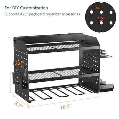 Power Tool Charging Station, Garage 4 Drill Power Tool Wall Organizer, Metal Hand Tool Storage Rack, Utility Racks, Cordless Drill and Battery Holder for Garage Organization, Gifts for Men Dad Husband