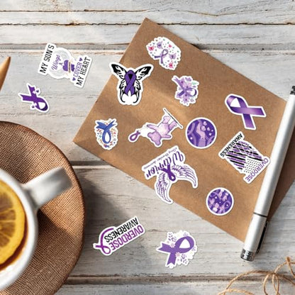 Overdose Awareness Purple Ribbon Stickers Pack Vinyl Inspirational Empowerment Quote Decals 50Pcs Mental Health Endometriosis Support for Laptop Water Bottles Teens Adults