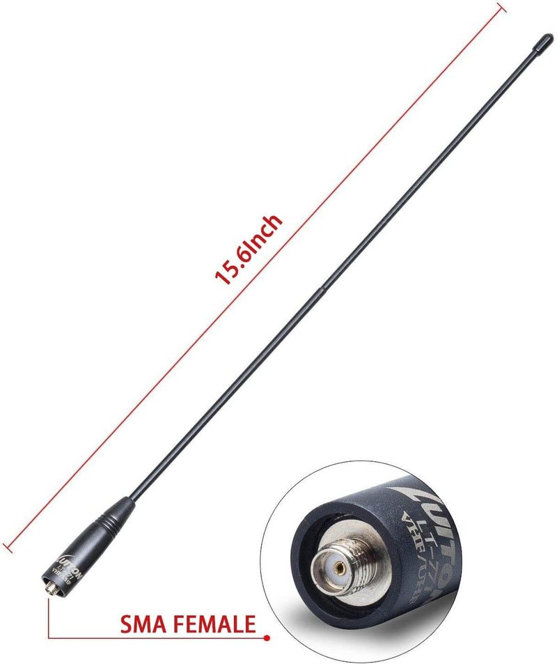 Radio Antenna for BaoFeng UV-5R | Long Range 15.6-Inch VHF/UHF Whip Antenna SMA-Female (2 Pack)