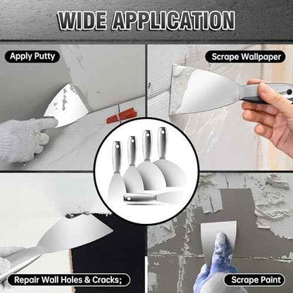 Fishark Putty Knife, 6 Inch One Piece Stainless Steel Scraper, Spackle Knife, Putty Knife Scraper, Wallpaper Scraper Paint Scraper Tool for Drywall Repair, Removing Wallpaper, Mud, Applying Plaster