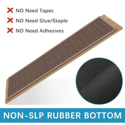GOYLSER Rubber Backed Jute Carpet Stair Treads Mats, 15 Pack Basement Safety Stair Rug Step Pads, Non Slip Stairway Covers, 8"x30", Light Brown