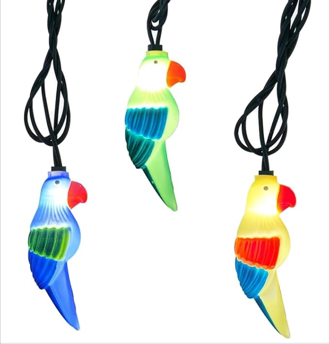 8.5FT Outdoor Parrot String Lights, 10 LED Warm White Waterproof Fairy Lights with 2 Spare Bulbs, Shatterproof & UL Certified Lighting for Summer Halloween Camping Patio Pool Yard Decor