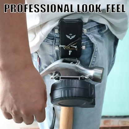 3 in 1 Magnetic Tool Holder, Drill Belt Clip Tape Measure Holder, Hammer Holder, for Nails, Hammer, Spanner and Any Magnet Hardware, for Drill, Nailer, Tape Measure, or Tools with Hanger Clips
