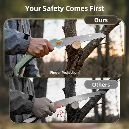 PrunePro Folding Saw Pruning Hand Saw for Wood Cutting with Triple-Cut SK5 Blade Camping Saw for Tree Trimming Gardening Work Foldable Saws